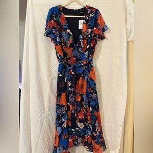 Navy and floral high/ low dress, never worn with tags